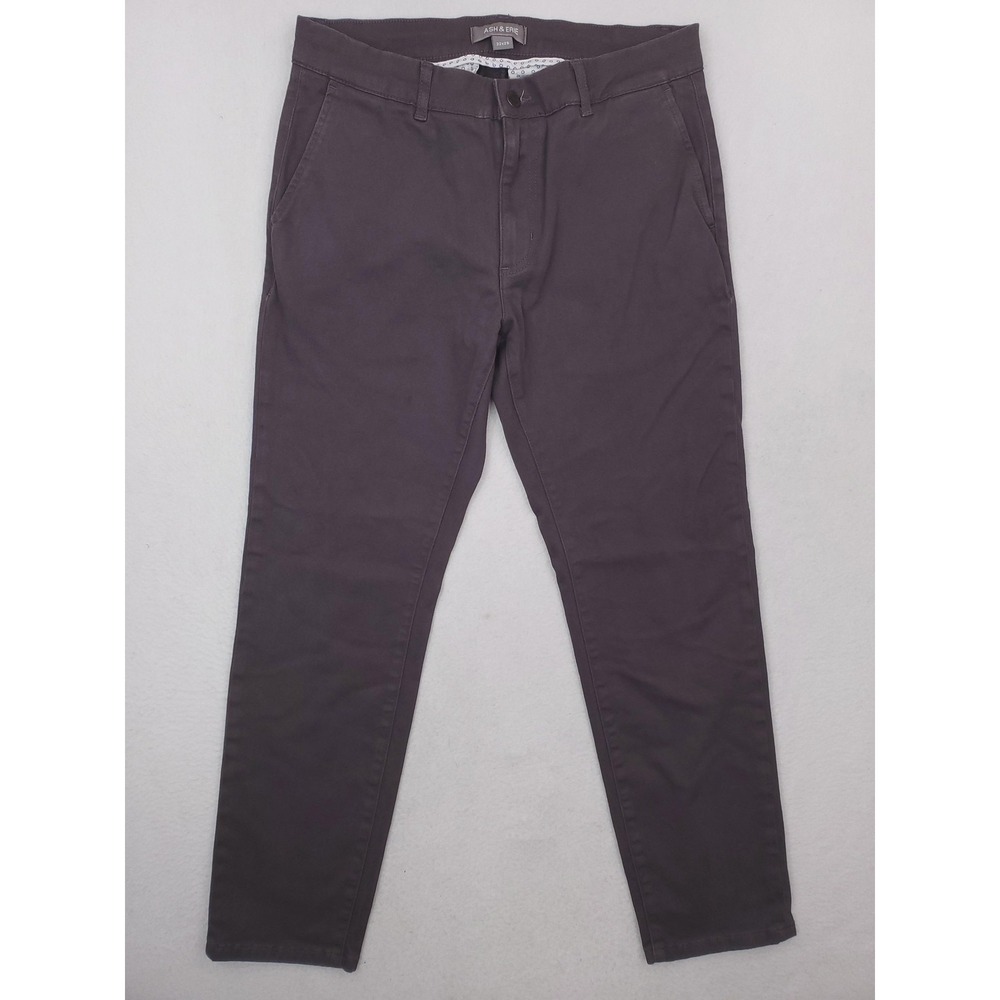 Ash & Erie Pants Mens 32x29 Gray Chino Slim Tapered Stretch Casual Cotton